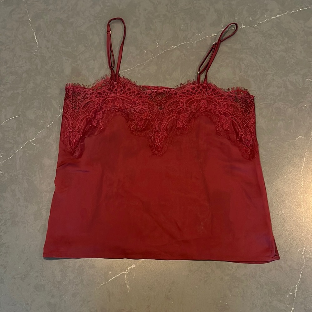 Flowy lacy burgundy tank top